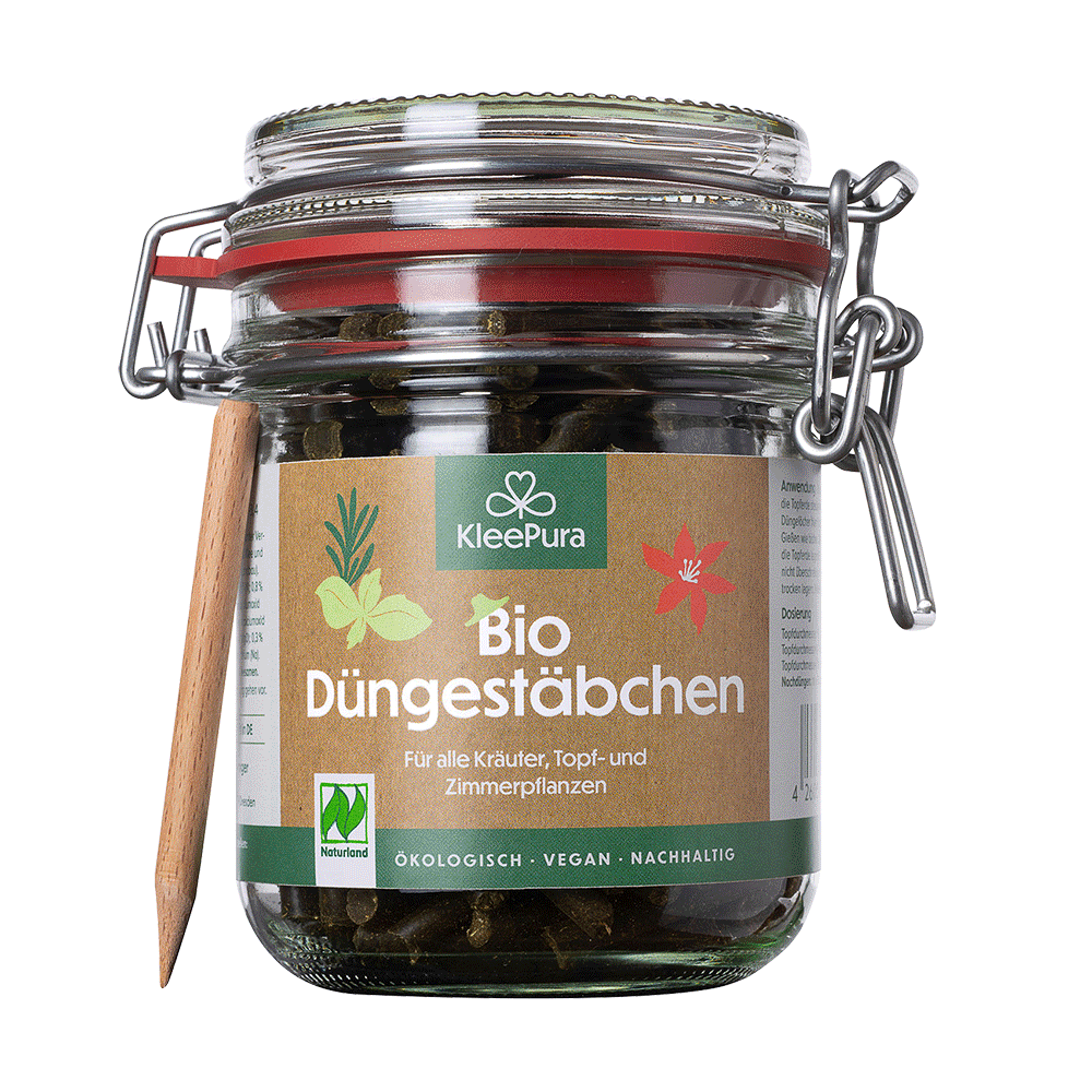 KleePura Düngestäbchen im Glas Vorderseite