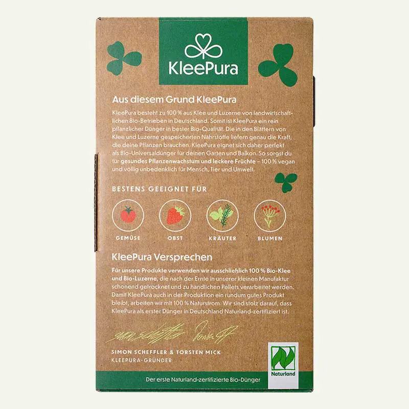 KleePura Bio Universaldünger 0,75 kg Rückseite