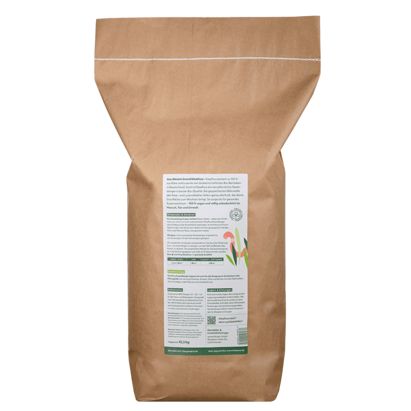KleePura Bio Rasendünger 10,5 kg Rückseite