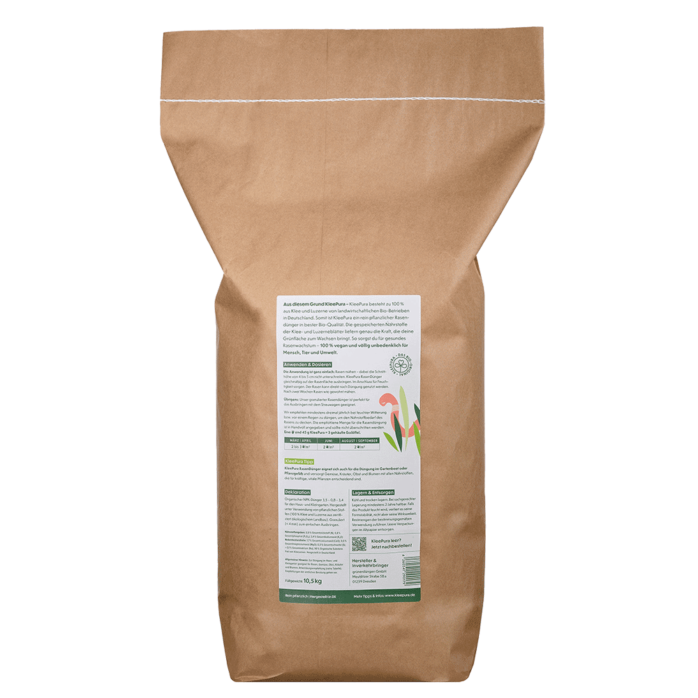 KleePura Bio Rasendünger 10,5 kg Rückseite