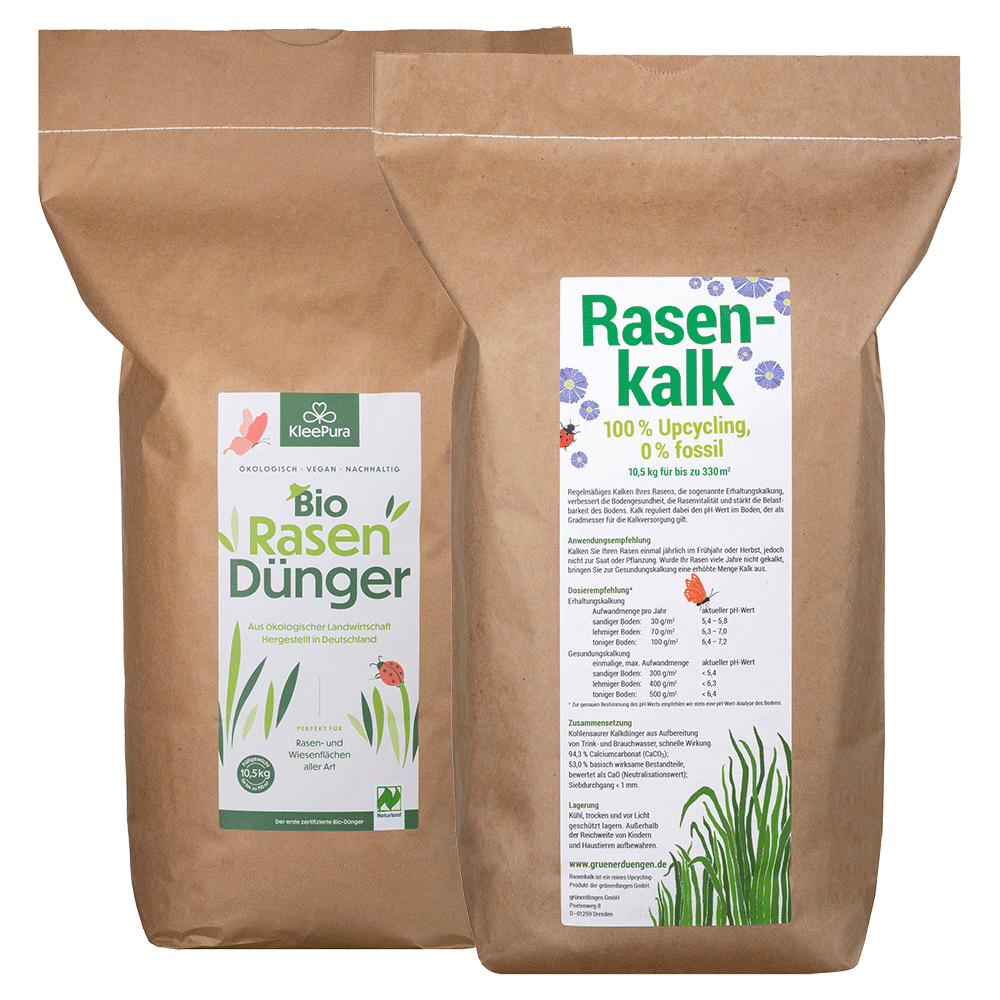 KleePura Set Rasendünger und Rasenkalk je 10,5 kg