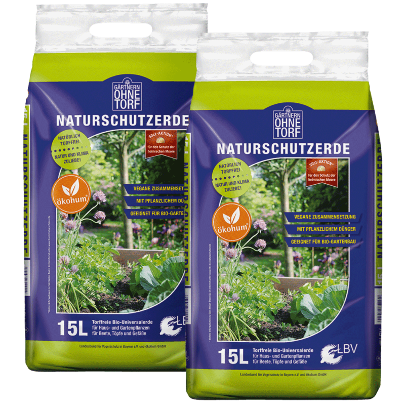 Vegane Bio Naturschutzerde Doppelpack 2 x 15 Liter