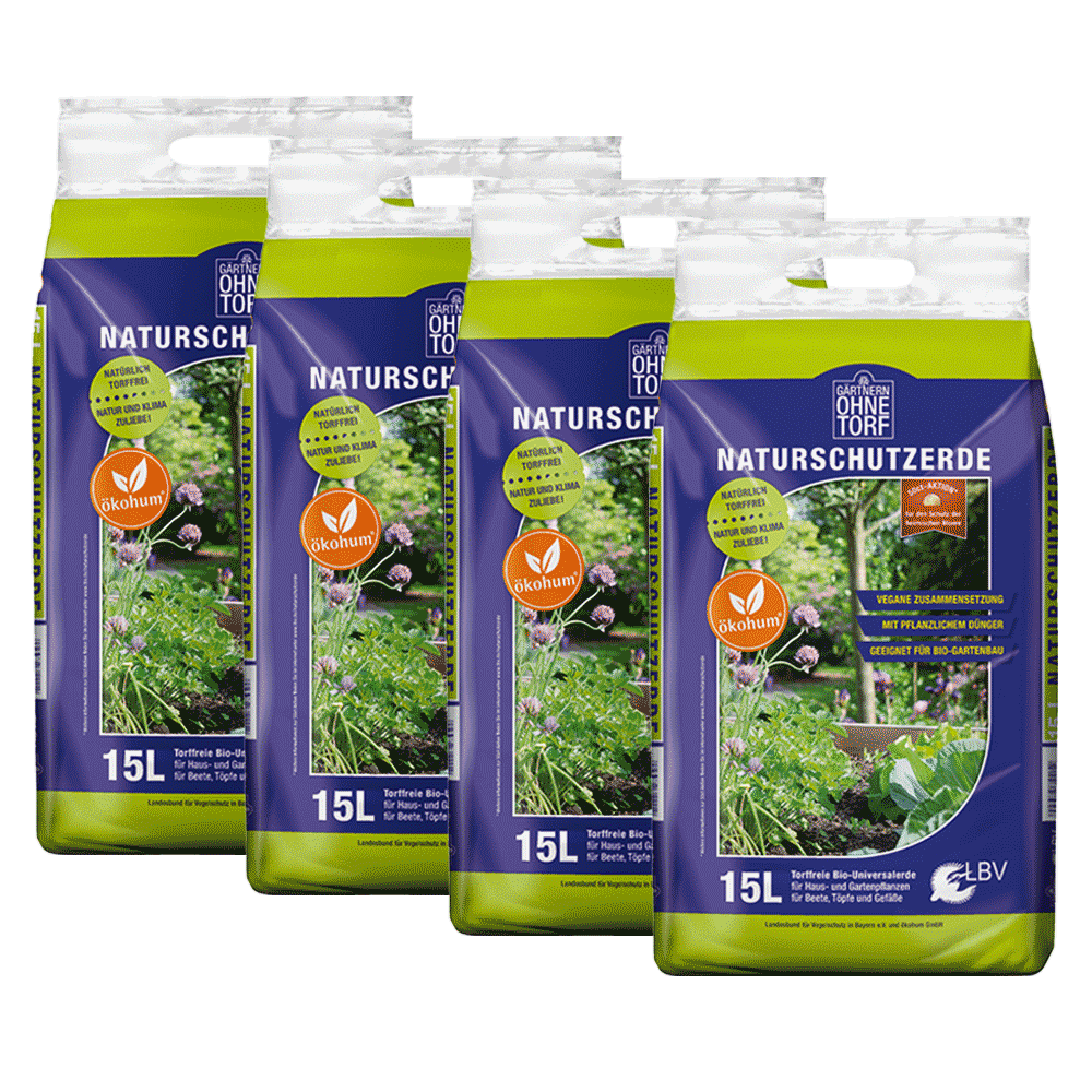 Vegane Bio Naturschutzerde Viererpack 4 x 15 Liter