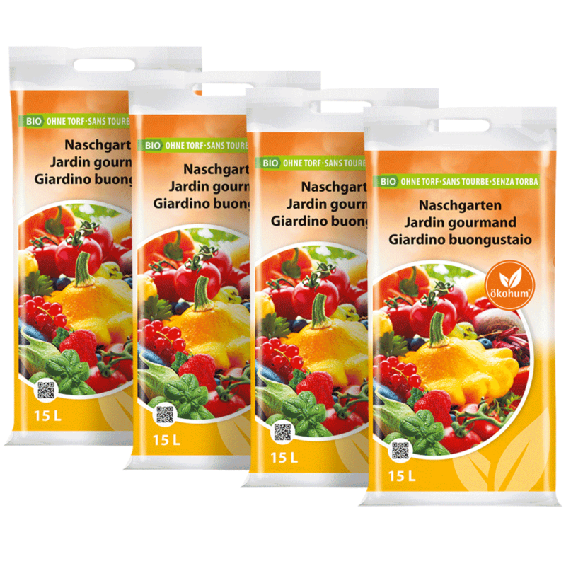 ökohum Bio Erde Naschgarten Viererpack